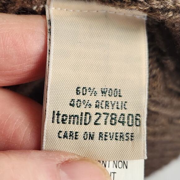 L.L. Bean Cable Knit Cardigan Wool Blend Women’s SZ M Chocolate Brown - Picture 9 of 11